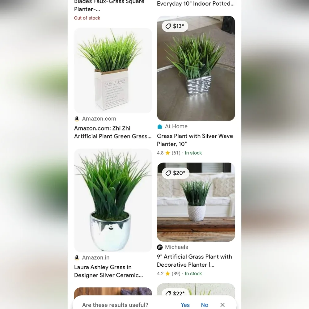 NEW! 2- Artificial Potted Grass Plants